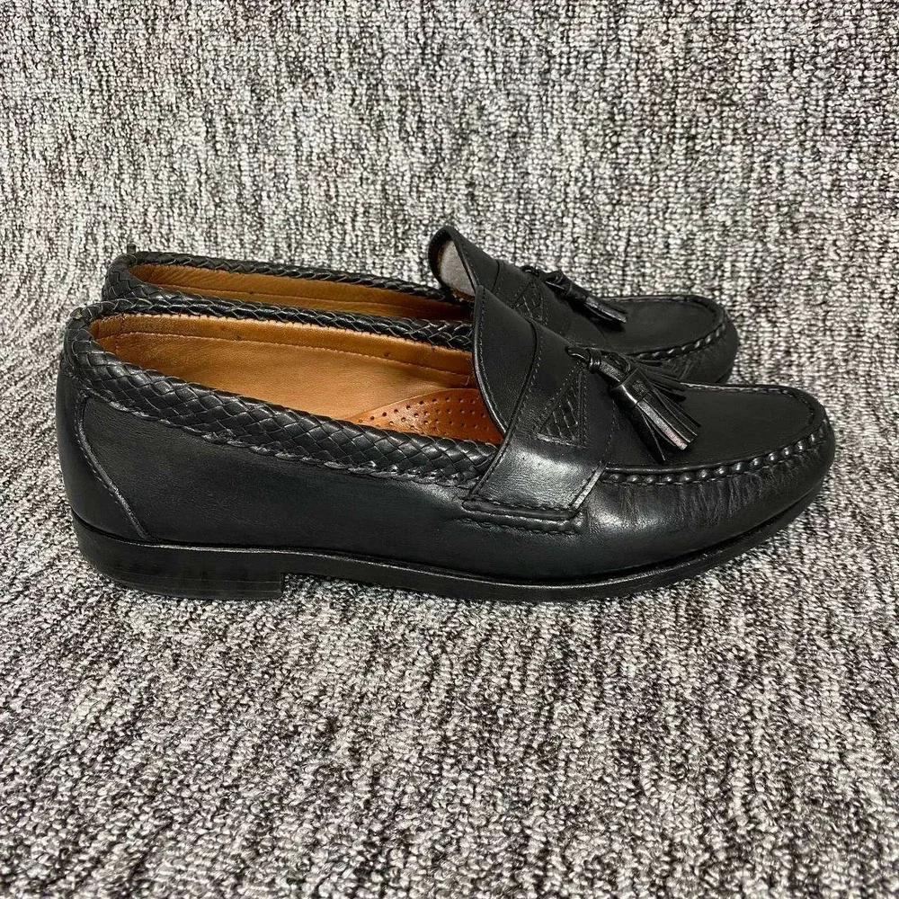Allen‎ Edmonds Maxfield Loafers Mens Size 9.5 D Black Woven Tassel Leather Shoes